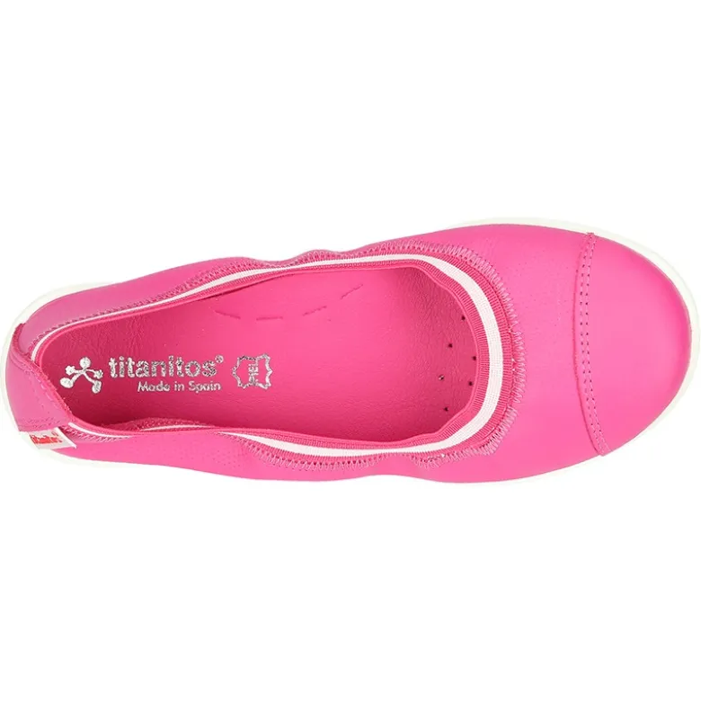 Bailarina niña con elástico ancho y puntera en piel lavable.