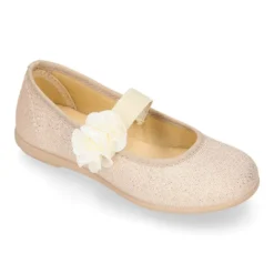 Bailarina Niña con elástico con flor en lona brillante.