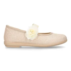 Bailarina Niña con elástico con flor en lona brillante.