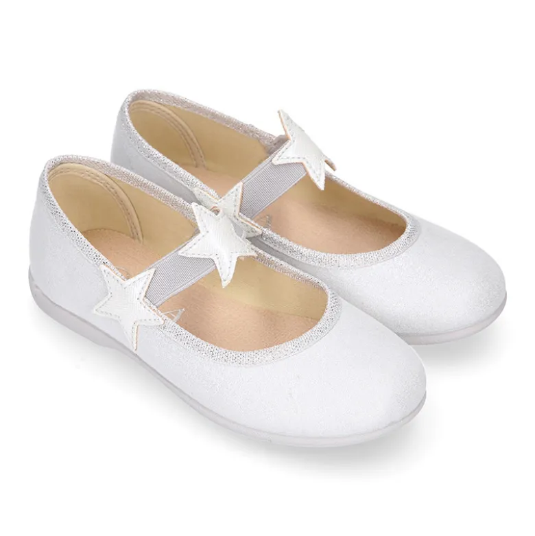 Bailarina niña con elástico con estrellas en lona laminada.
