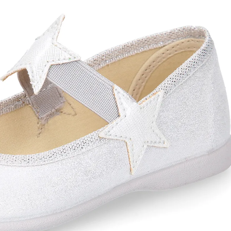 Bailarina niña con elástico con estrellas en lona laminada.