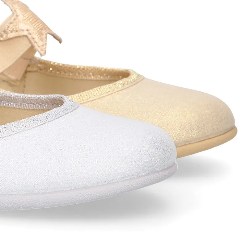 Bailarina niña con elástico con estrellas en lona laminada.