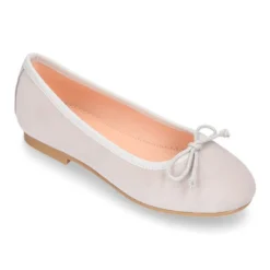 Bailarina niña con lazo ajustable en piel serraje en colores clásicos.