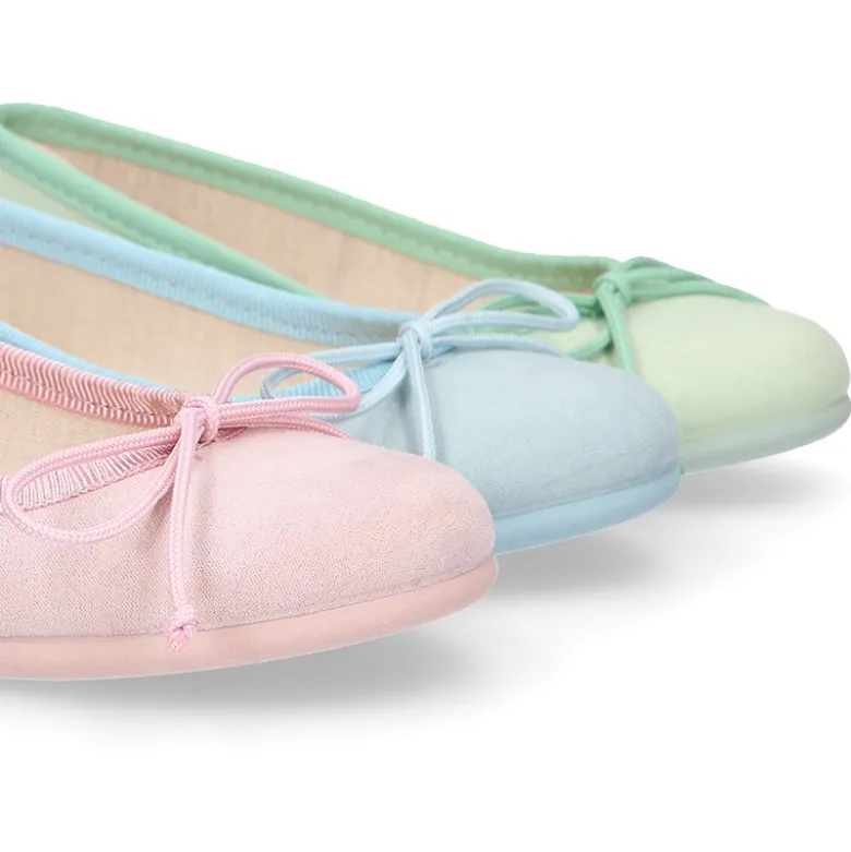 Bailarina niña con lazo ajustable en lona Serratex en colores PASTELES.