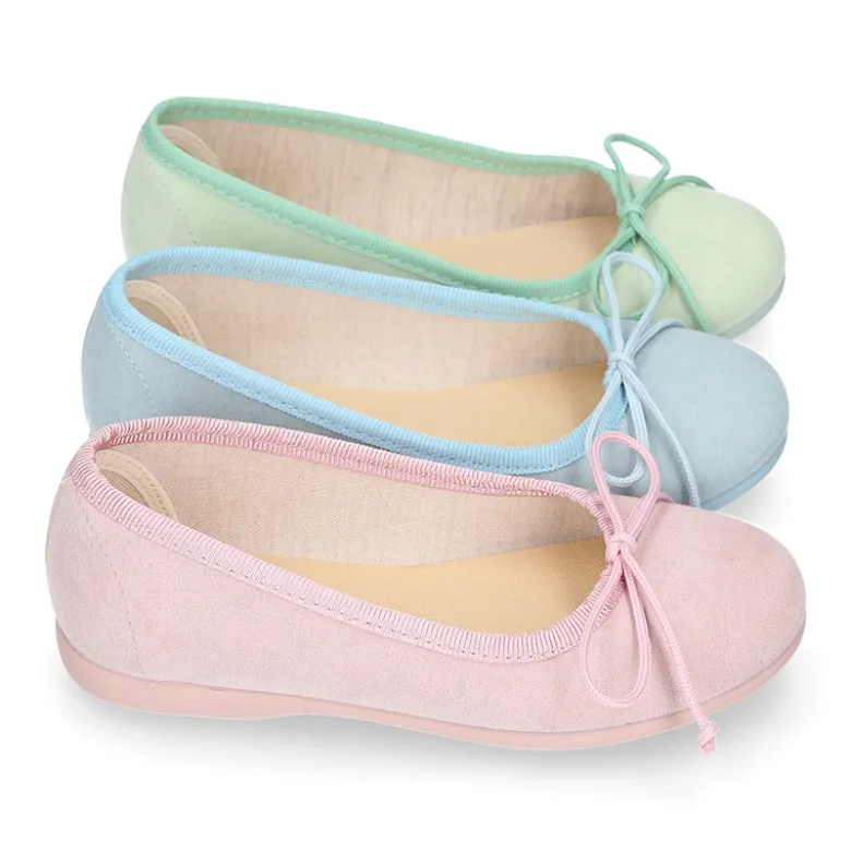 Bailarina niña con lazo ajustable en lona Serratex en colores PASTELES.