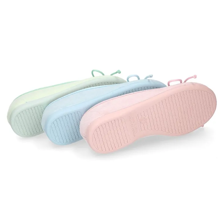 Bailarina niña con lazo ajustable en lona Serratex en colores PASTELES.