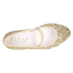 Bailarina niña estilizada con elástico en GLITTER ORO.
