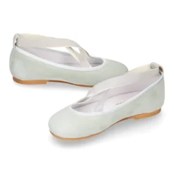 Bailarina niña tipo Ballet con cintas cruzadas elásticas en piel ANTE SALVIA.