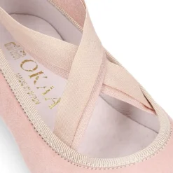 Bailarina niña tipo Ballet con cintas cruzadas elásticas en piel ANTE NUDE.