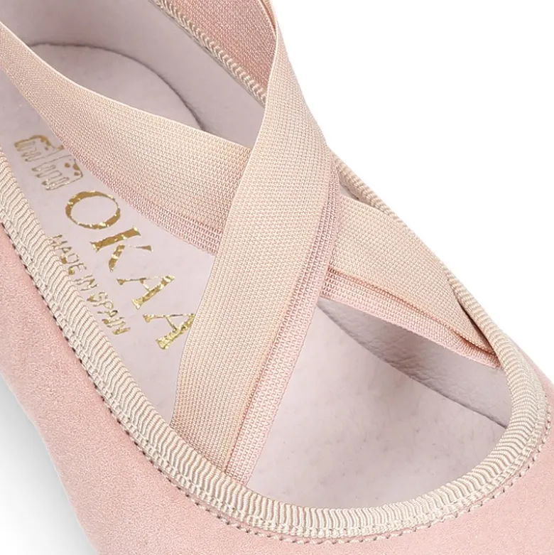 Bailarina niña tipo Ballet con cintas cruzadas elásticas en piel ANTE NUDE.