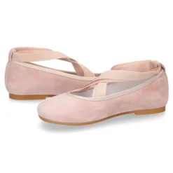 Bailarina niña tipo Ballet con cintas cruzadas elásticas en piel ANTE NUDE.