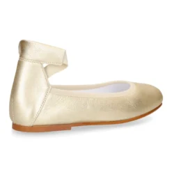Bailarina niña tipo Ballet punta cuadrada con cintas cruzadas en piel METALIZADA.