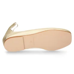 Bailarina niña tipo Ballet punta cuadrada con cintas cruzadas en piel METALIZADA.