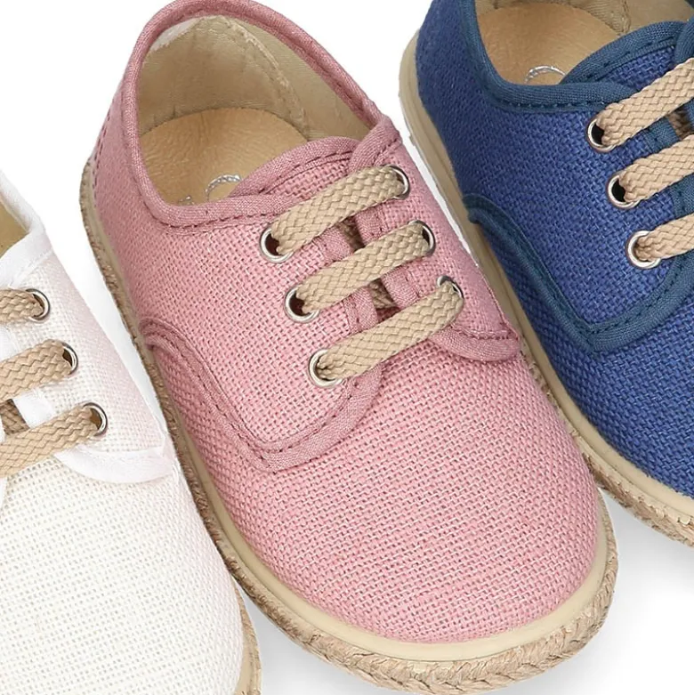Bamba clásica niño en LINO tipo alpargata con cordones.