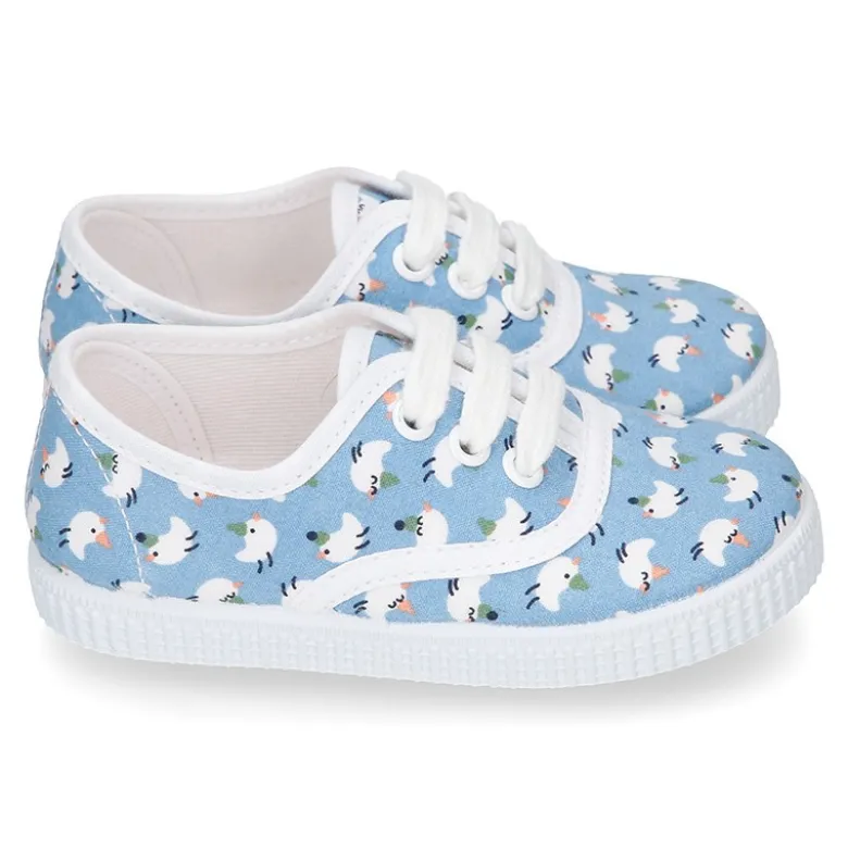 Bamba con cordones en lona con estampado POLLITOS.