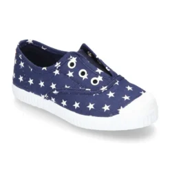 Bamba de lona con ESTRELLAS, elástico y puntera de goma.