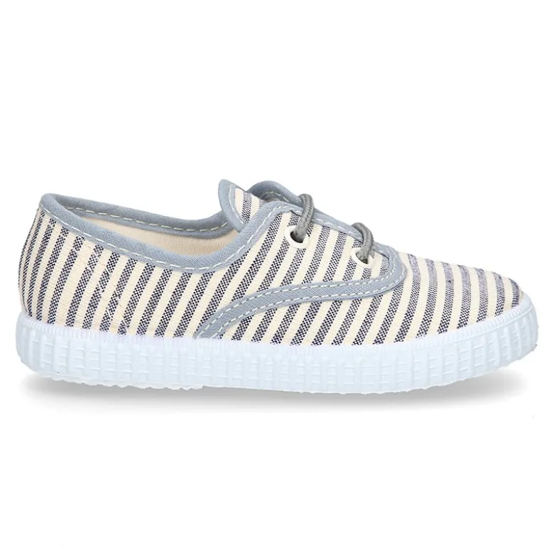 Bamba en lona con cordones con RAYAS.