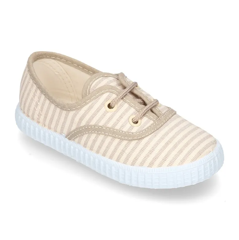 Bamba en lona con cordones con RAYAS.
