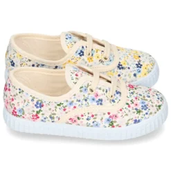 Bamba en lona con cordones y FLORES.