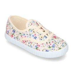 Bamba en lona con cordones y FLORES.
