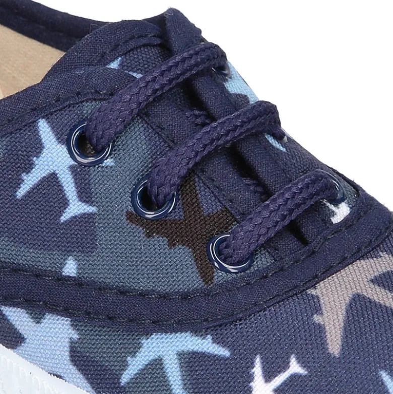 Bamba niño con cordones en lona con estampado AVIONES.
