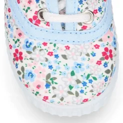 Bamba niños cordones en lona algodón con FLORES.