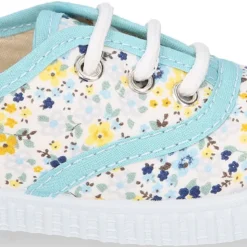 Bamba niños cordones en lona algodón con FLORES.