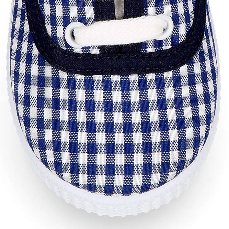 Bamba niños en lona VICHY con cordones.
