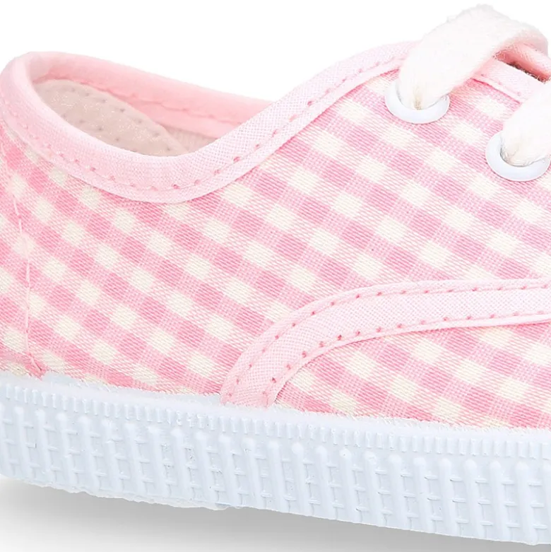 Bamba niños en lona VICHY con cordones.