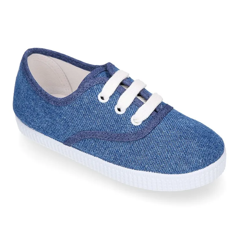 Bamba niños lisa clásica en lona algodón con cordones.
