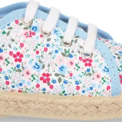 Bamba niños tipo Alpargata con cordones en lona con FLORES.