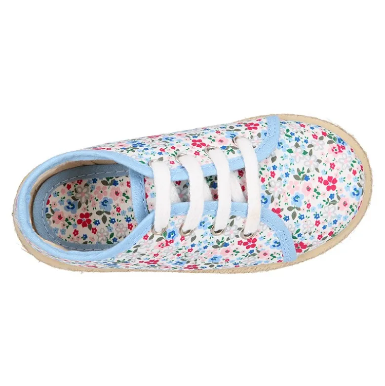 Bamba niños tipo Alpargata con cordones en lona con FLORES.