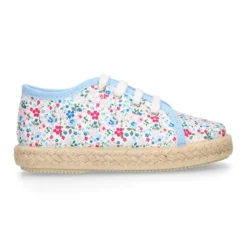 Bamba niños tipo Alpargata con cordones en lona con FLORES.