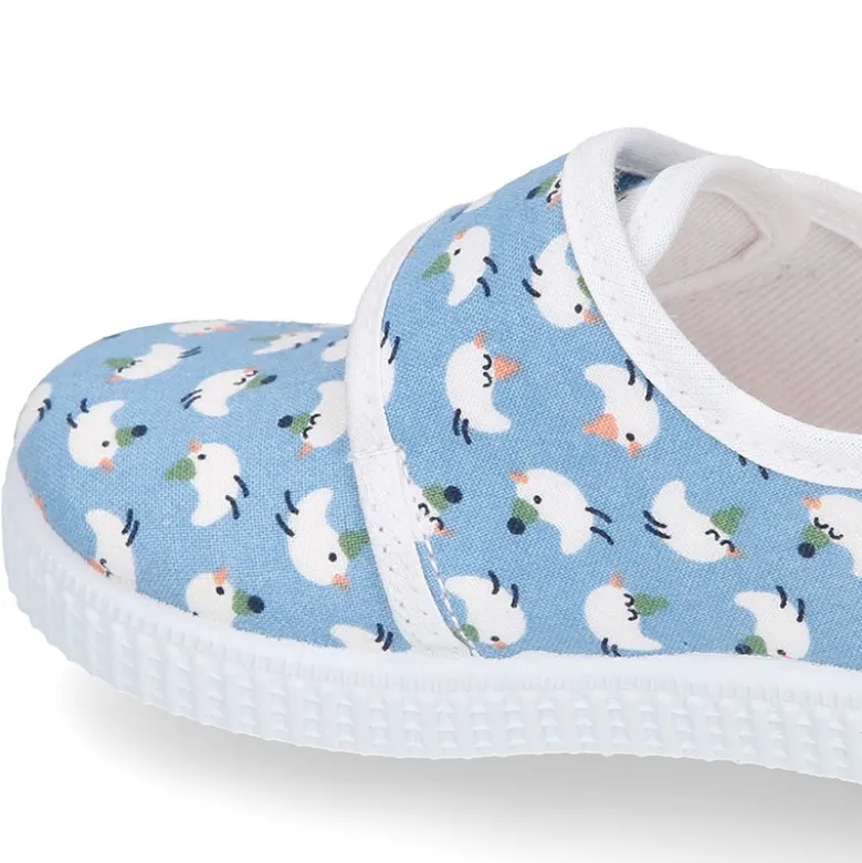 Bamba sin cordones en lona con estampado POLLITOS.