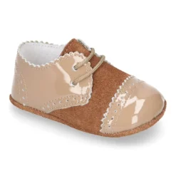 Blucher bebé combinado en piel charol con serraje.