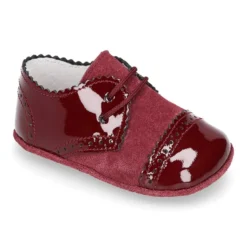 Blucher bebé combinado en piel charol con serraje.