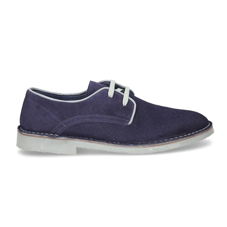 Blucher caballero con vivo en piel serraje.
