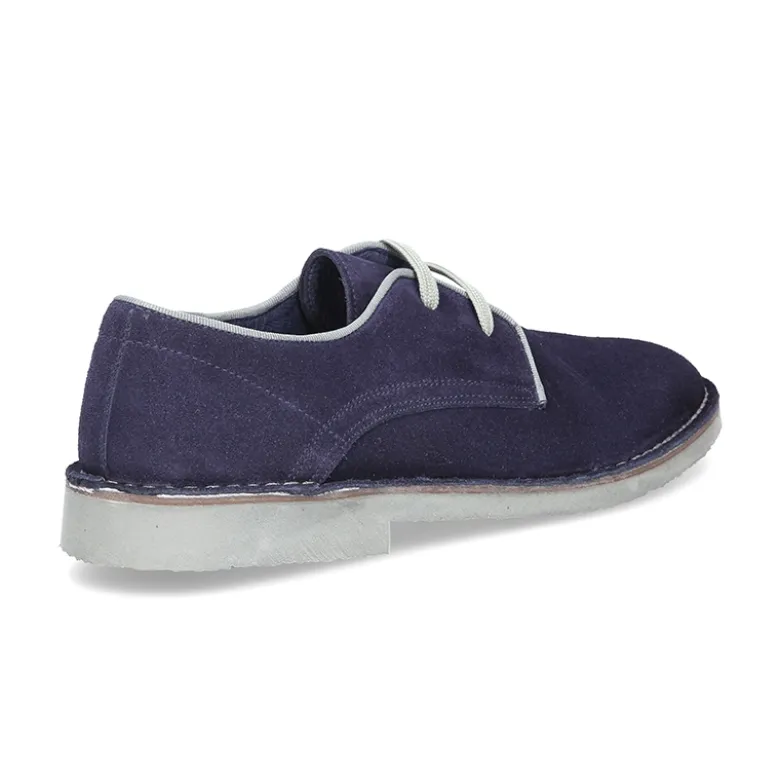 Blucher caballero con vivo en piel serraje.