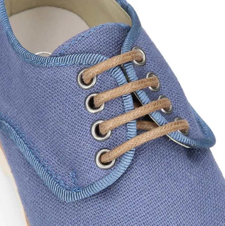 Blucher de niño ceremonia en lino natural en colores de moda.