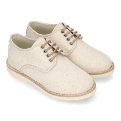 Blucher de niño ceremonia en lino natural en colores de moda.