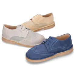 Blucher niño ceremonia combinado lona con serraje.
