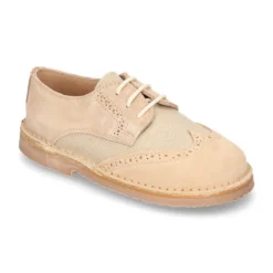 Blucher niño ceremonia combinado lona con serraje.
