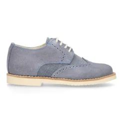 Blucher niño ceremonia con cordones en piel serraje con lino.