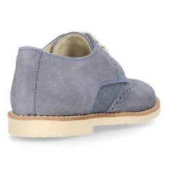 Blucher niño ceremonia con cordones en piel serraje con lino.