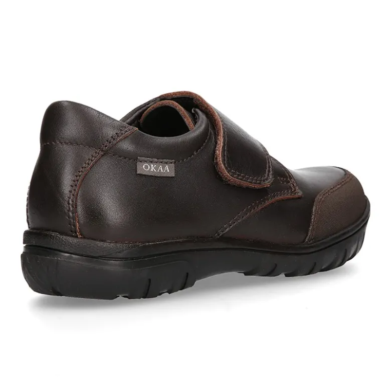 Blucher niño colegial con cierre adherente y puntera reforzada en piel PREMIUM.