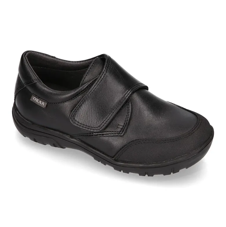 Blucher niño colegial con cierre adherente y puntera reforzada en piel PREMIUM.