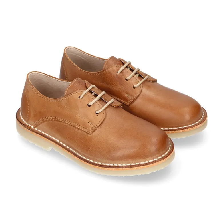 Blucher niño cordones en piel CUERO.