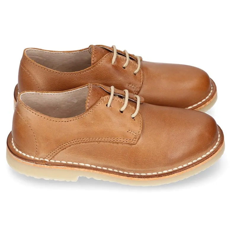 Blucher niño cordones en piel CUERO.