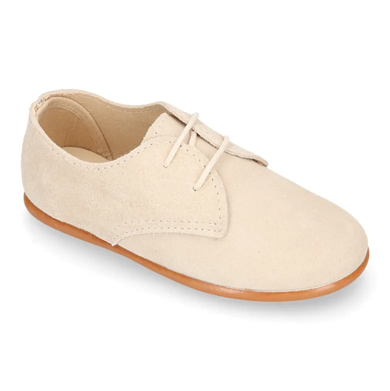 Blucher Niños ceremonia en piel serraje en colores pastel.