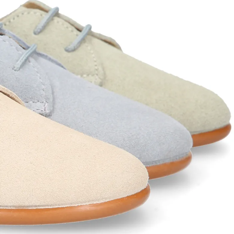 Blucher Niños ceremonia en piel serraje en colores pastel.